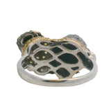Vintage Solid 14kt White Gold Dog Lhasha Opso 3D Ring with Diamond Eyes and Yellow Sapphires Size 5