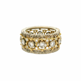 BUCCELLATI Retired 18kt 2-Tone Gold Rombi Eternelle Diamond 9.5mm Wide Eternity Band Ring Size 5