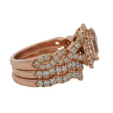 Neil Lane Solid 14kt Rose Gold Pear Cut Morganite and Diamond 3-Ring Wedding Stack Size 6.75