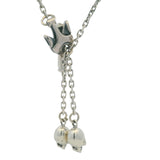 Solid 925 Sterling Silver Dangling Skulls Skeleton 16" Toggle-Style Chain Necklace
