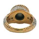 Vintage Solid 14kt 2 Tone Gold Tahitian Pearl Cocktail Ring with Accent Diamonds Size 5