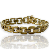 EFFY D'Oro Solid 14kt Yellow Brushed Gold Flat Square Link Bracelet with 0.25ctw Diamonds 7" Length