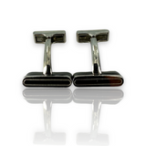 Hugo Boss Rectangular Stainless Steel Cufflinks Black Color Italy