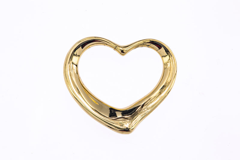 Vintage Tiffany & Co Elsa Peretti Open Heart Charm 18K 750 Yellow Gold Pendant