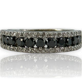 EFFY 14kt White Gold and Black and White Diamond Half-Eternity Ring Band