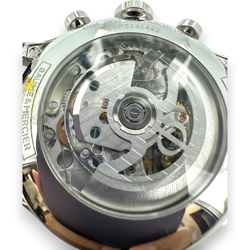 Baume & Mercier Capeland Flyback 65689 44mm Steel Chrono Leather Watch