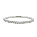 Solid 14kt White Gold and Moissanite Thin Dainty Wedding Band Stackable Ring Size 5.75
