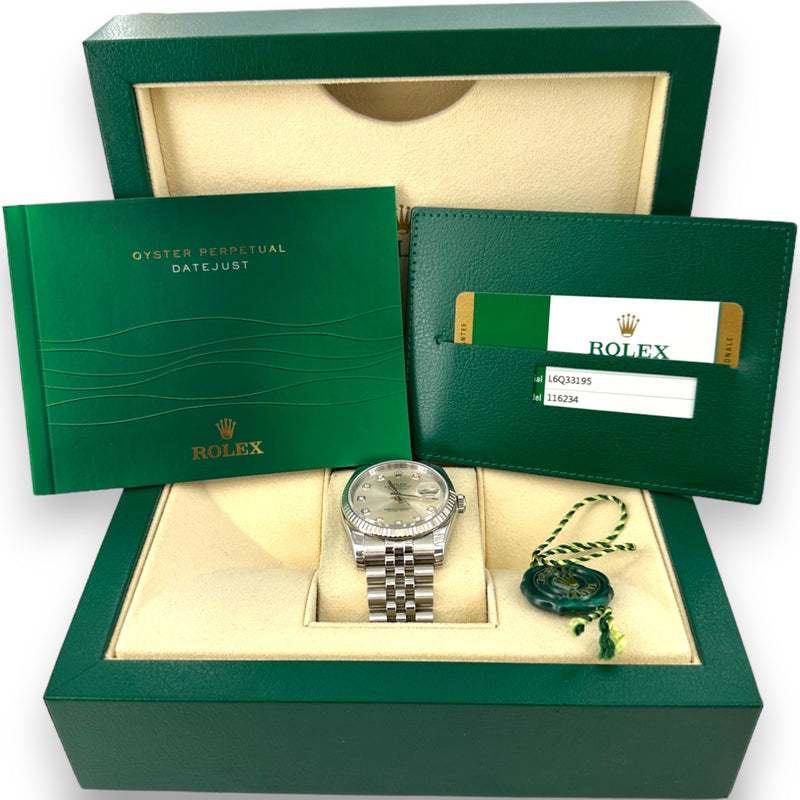 Rolex Datejust 36mm Diamond Dial 2015 Box Papers Stainless Watch