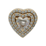 Pandora 14kt Yellow Gold and CZ Leveled Hearts Bead Double Halo Slider Charm