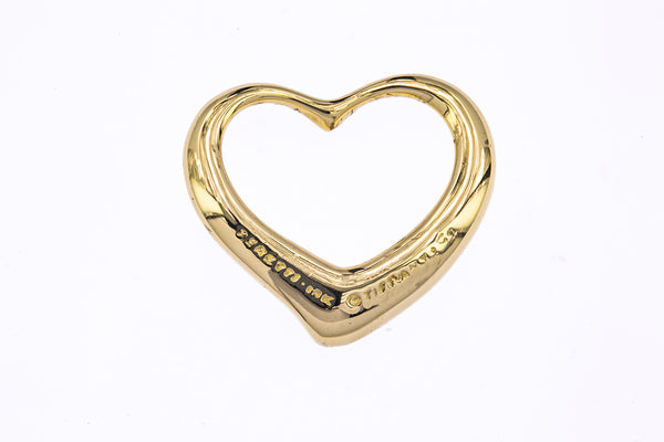 Vintage Tiffany & Co Elsa Peretti Open Heart Charm 18K 750 Yellow Gold Pendant