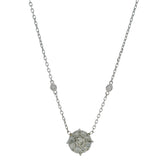 Sparkling Solid 950 Platinum 18.5" 0.98ctw Diamond 10 Station Necklace with Center Cluster Pendant