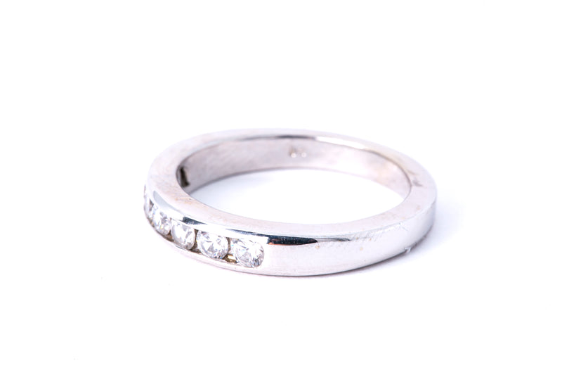 Cubic Zirconia Channel Set Wedding Band 14K 585 White Gold Ring Size 7 1/4