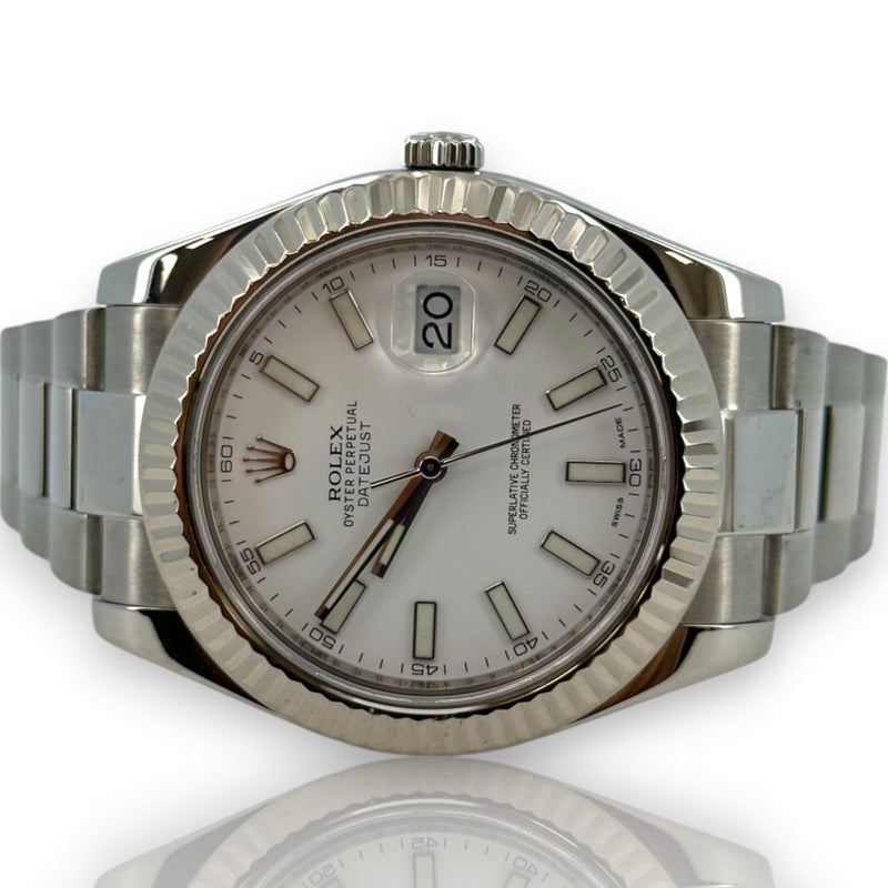 Rolex 116334 Datejust II 41mm White Dial Stainless Steel Watch B&P