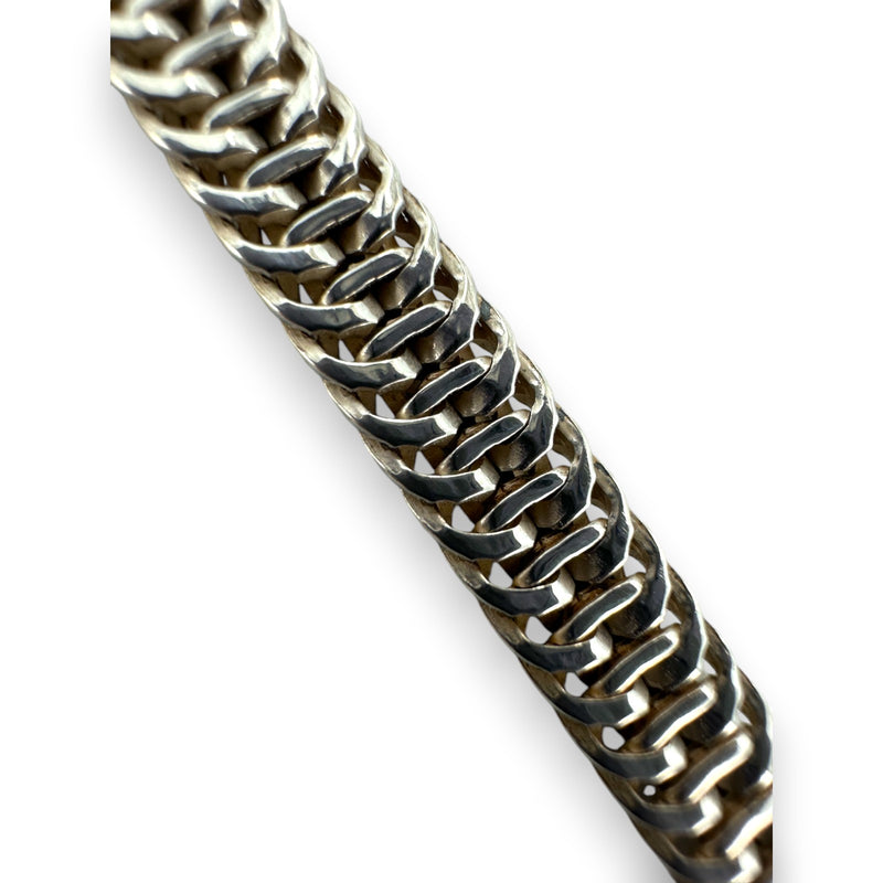 Didae Shablool 1980s 925 Sterling Silver and 14kt Yellow Gold Herringbone Chain 18" Medal Necklace Made in Israel