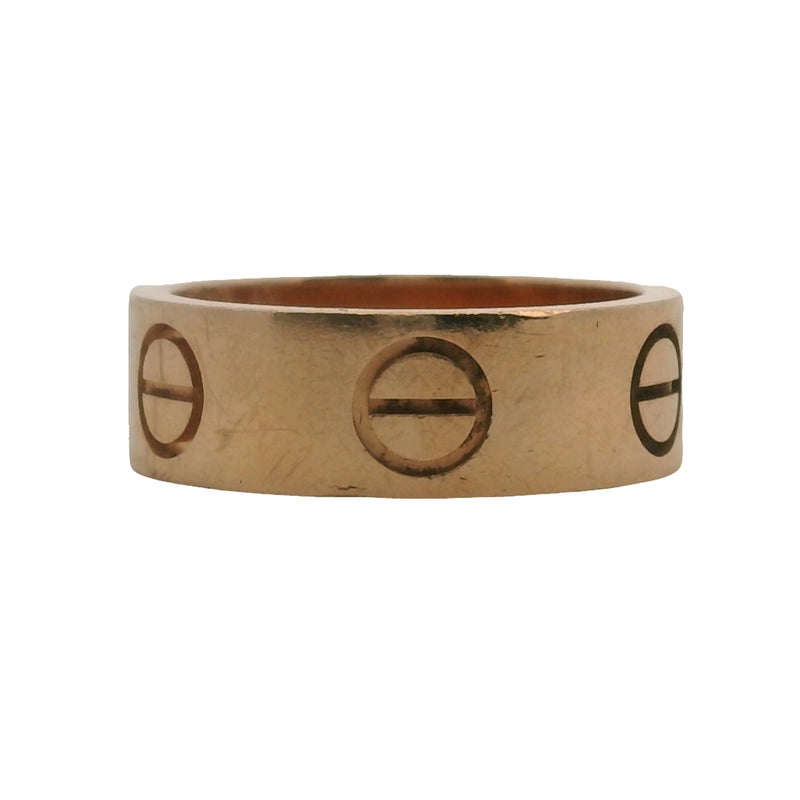 Cartier Solid 18kt Rose Gold Classic Love Ring 6mm Band Size 5.75