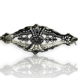 1920s Art Deco Filigree 0.01ct Diamond Accent 14k ESEMCO Brooch