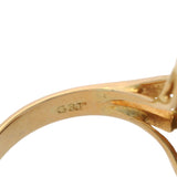 Vintage Solid 14kt Yellow Gold Glittery Boulder Opal and Diamond Cocktail Ring Size 7