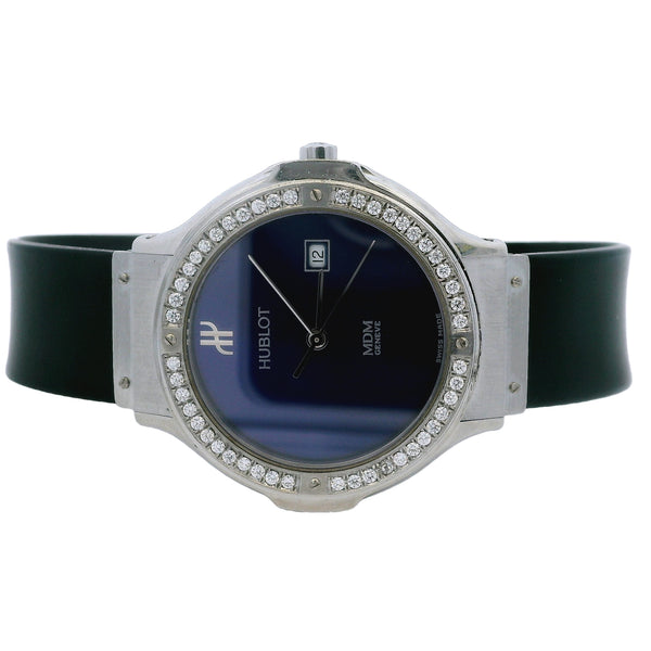 Hublot Classic MDM Diamond Blue Dial Stainless Steel 28mm 1401.1 Watch