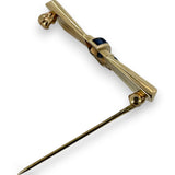 Retro Era 1930-50s Lab Created Sapphire 14k Yellow Gold Brooch Pin