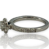 Vera Wang Love Collection 1ctw Diamond Frame Engagement Ring in Solid 14K White Gold with Halo and Signature Sapphire Size 6.5