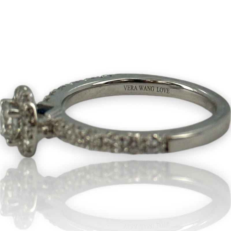 Vera Wang Love Collection 1ctw Diamond Frame Engagement Ring in Solid 14K White Gold with Halo and Signature Sapphire Size 6.5