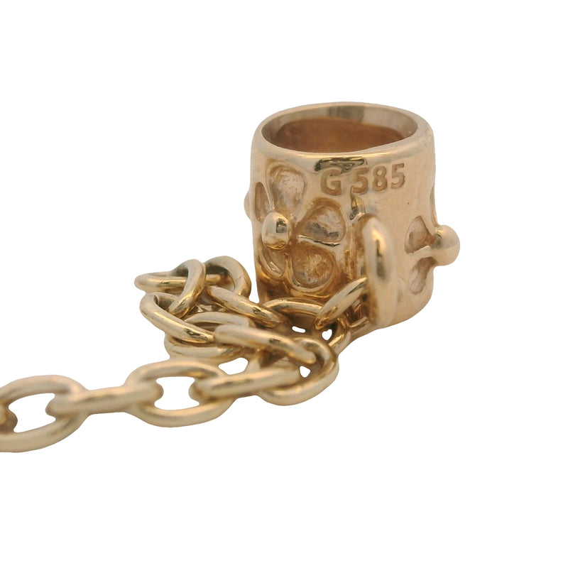 Charm deslizante de cadena de seguridad con flor de oro amarillo macizo de 14 kt retirado de Pandora