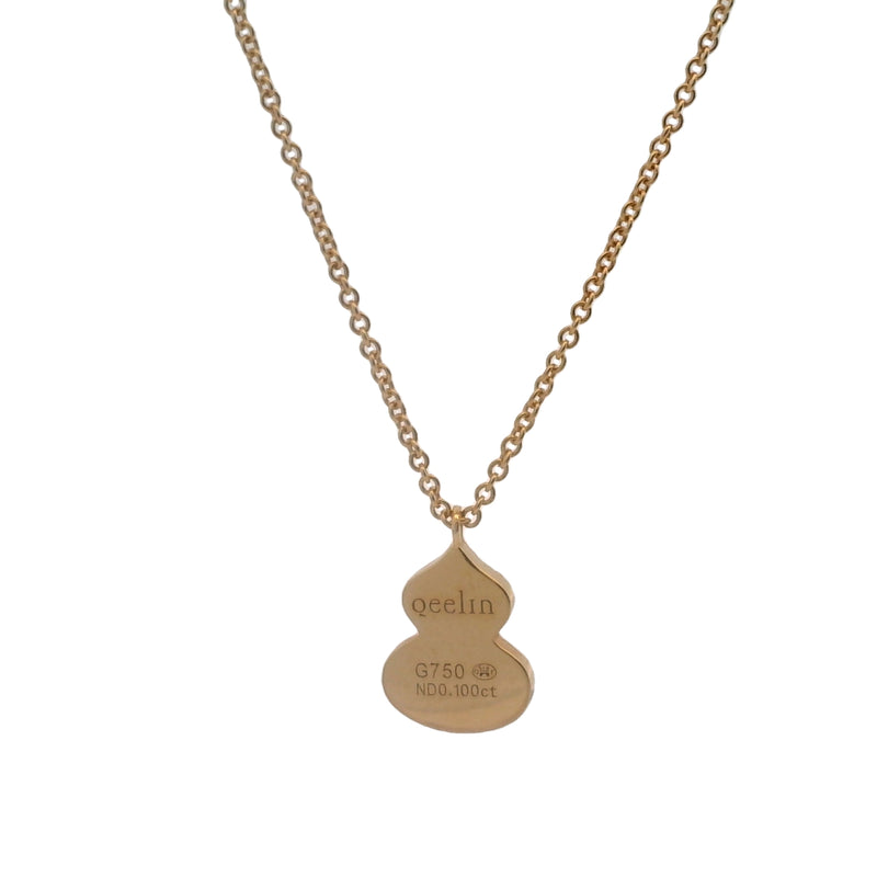 Qeelin Jewelry Solid 18kt Rose Gold Petite Wulu 16" Necklace With Diamonds and Red Agate