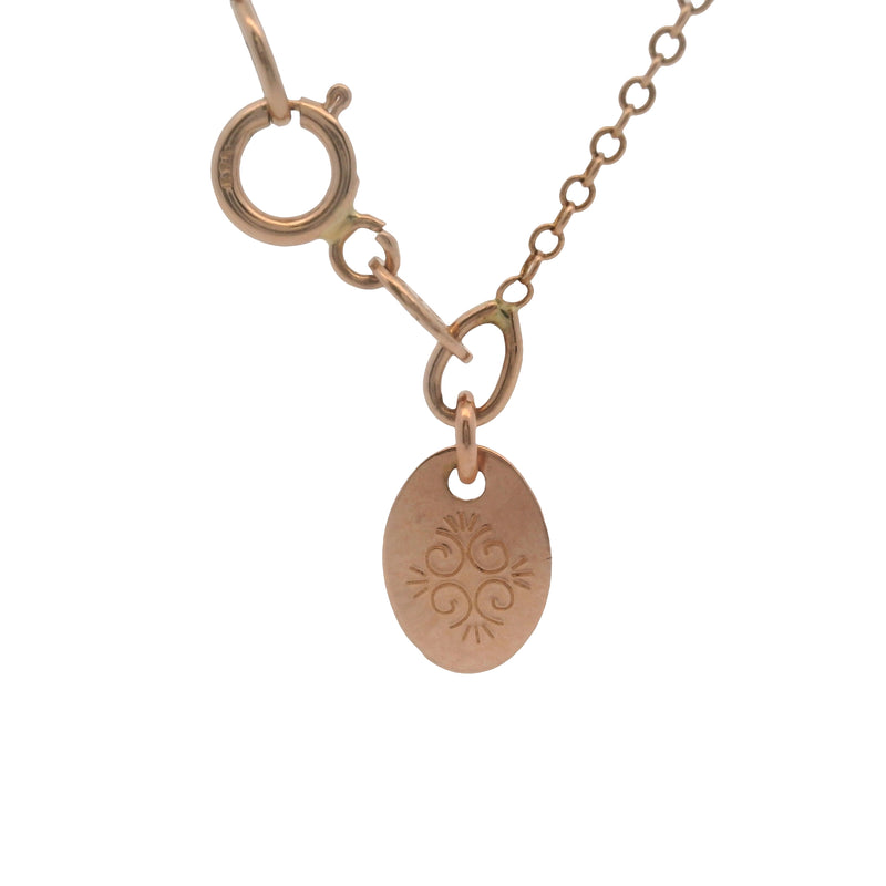 Italian Solid 14kt Rose Gold and CZ Sparkling Circle Pendant Cable Necklace 17.5"