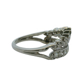 Vintage 1940-50s 14kt White Gold and Diamond Crown Stackable Wedding Band Ring Size 6.5