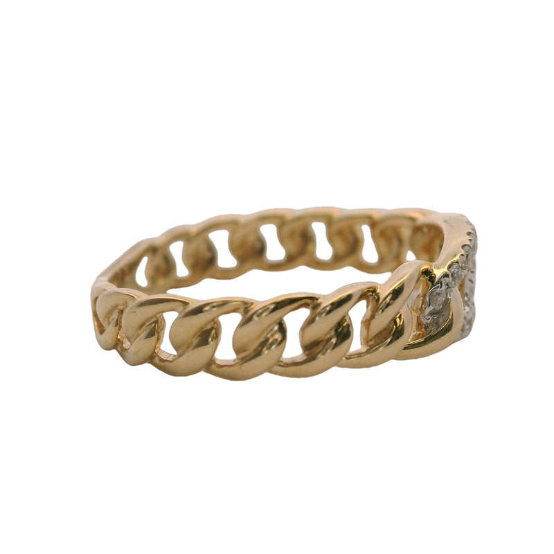 Madison L 14kt Yellow Gold Curb Link Style Ring with Diamond Anchor Link Center Size 6.5