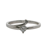 18kt White Gold and .11ct Diamond Solitaire Stackable Swoop Ring Size 6