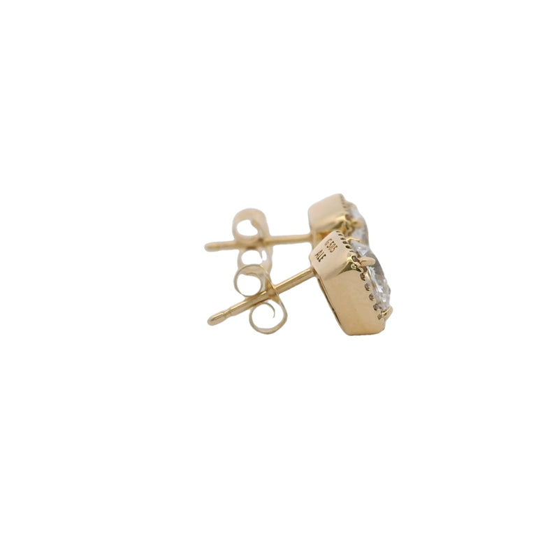 Pandora Square Sparkle Halo Stud Earrings In 14kt Yellow Gold and CZ Cubic Zirconia