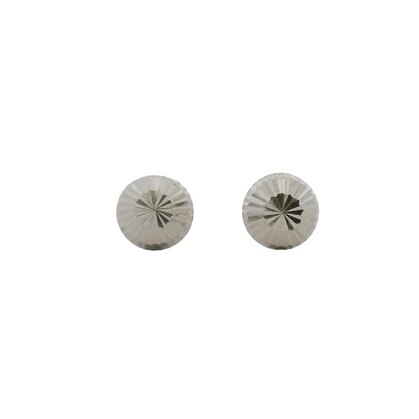 Solid 14kt White Gold Faceted 6mm Button Stud Earrings