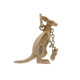 Vintage Solid 14kt Yellow Gold Kangaroo and Baby Joey Fun Movable Dangle Charm