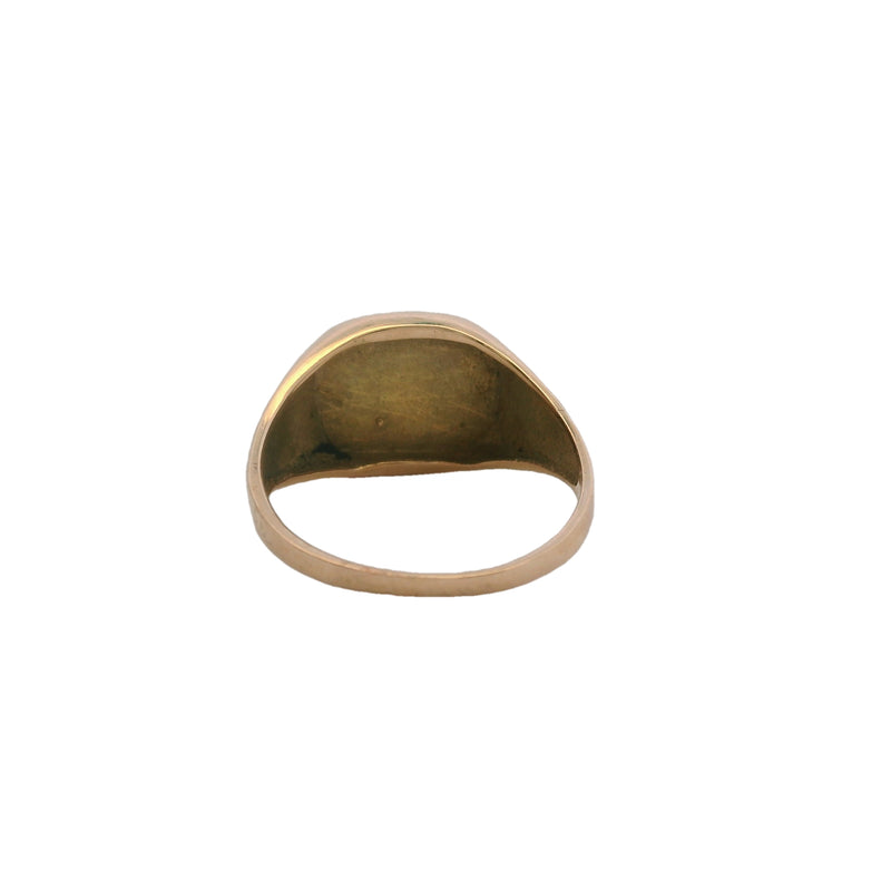 Antique 1930s 10kt Rose Gold Floral Carved Signet Ring Size 5.75