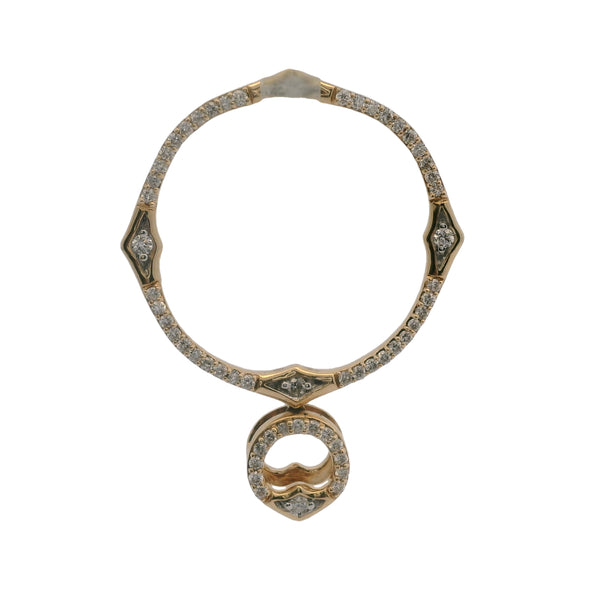 14kt Yellow Gold and Diamond 25mm Circle Compass Pendant