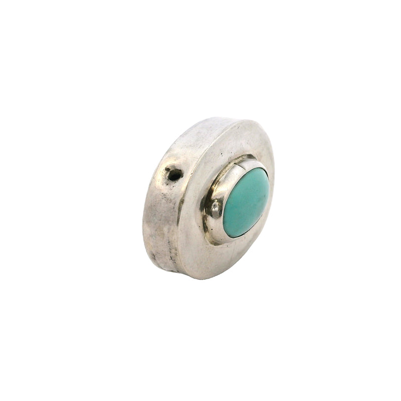 Wayne Aguilar 925 Sterling Silver and Cabochon Turquoise Oval Kewa Native American Pendant (2)