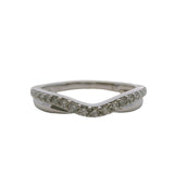 Solid 14kt White Gold and 0.17ctw Diamond Curved Crown Accent Band Ring