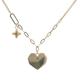 Solid 18kt Yellow Gold Stationed "Love" Heart Diamond Charm Multi-Link Bracelet 7.7"