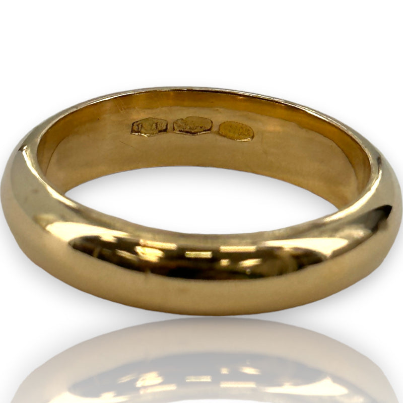 UnoAerre Solid Heavy 6.9g 18kt Yellow Gold 750 Wedding Stackable Band 4.6mm Width Size 6.5 Ring