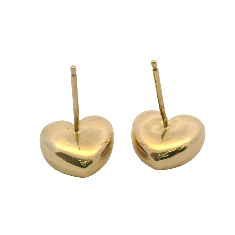 10kt Solid Yellow Gold 10mm Puffy Heart Stud Earrings