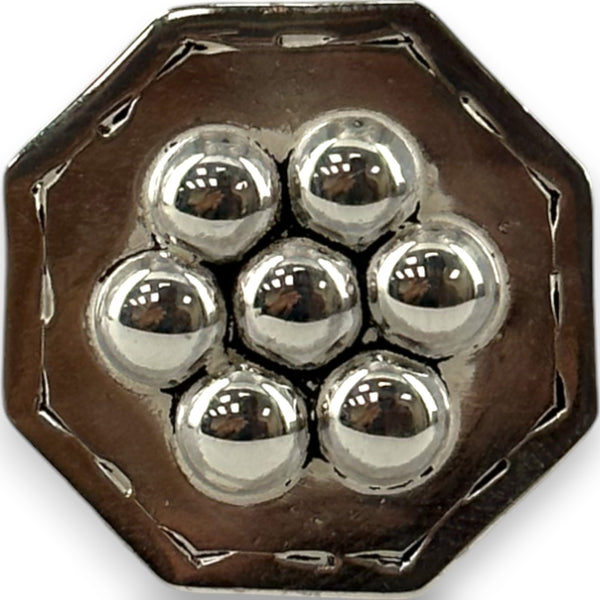Yelli Jewels Handmade Moroccan 925 Sterling Silver Octo Studs Adjustable Sheild Ring with Hand-Chiseled Edges