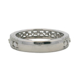 Solid 14kt White Gold and Alternating Round and Radiant Cut Diamonds Alternating Band Ring Size 7