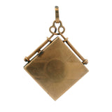 Antique Edwardian Solid 14kt Yellow Gold Blank Locket With Glass Charm Fob Pendant