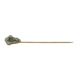 Antique 1890-1910 Solid 14kt Two-Tone Gold and Old European Cut Diamond Filigree Stick Lapel Pin