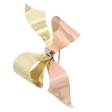 Vintage 1930s Eckfeldt & Ackley Tri-Tone 14kt Gold Diamond Lab Ruby Bow Brooch