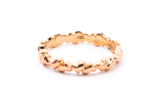 Stackable Eternity Band Interlocking Heart Ring 18k 750 Rose Gold Size 6
