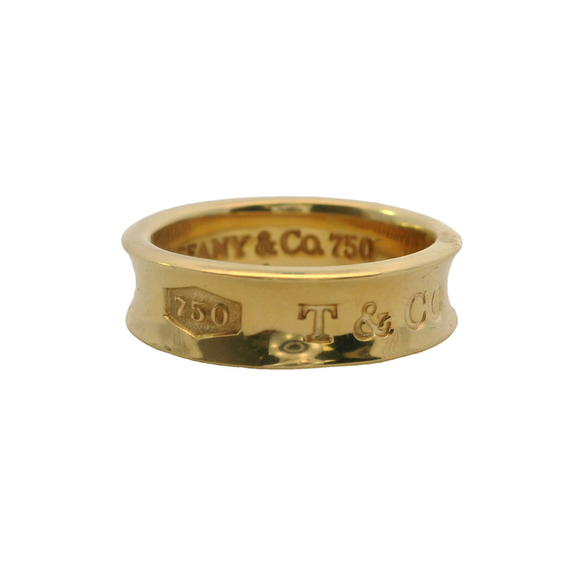 Vintage 1997 Tiffany & Co 18kt Yellow Gold Curved 1837 Collection 6mm Ring Size 7