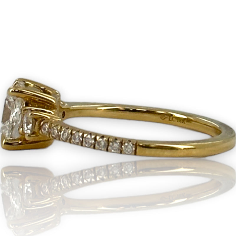 Brilliant Earth 18kt Yellow Gold Lab Grown VVS2 Princess Cut Diamond Engagement Ring with Round Accent Diamonds Size 5.5