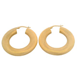 Vintage UnoAerre Solid 18kt Yellow Gold Florentine Texture 1.3" Hoop Earrings